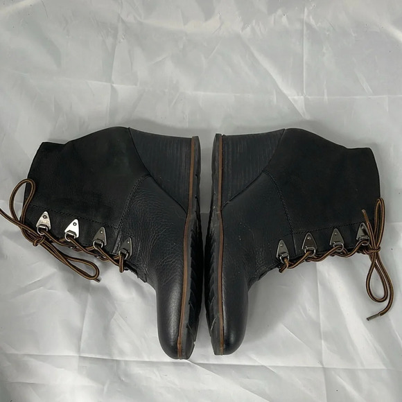 FRANCO SARTO Derby Black Wedge Lace Up Boots Pebble Grain Nubuck Leather Edgy 12 - Picture 6 of 13